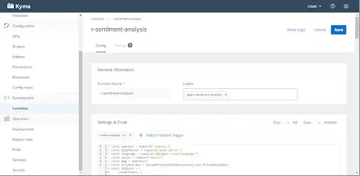 Access runtimes using the Kyma Console link 1
