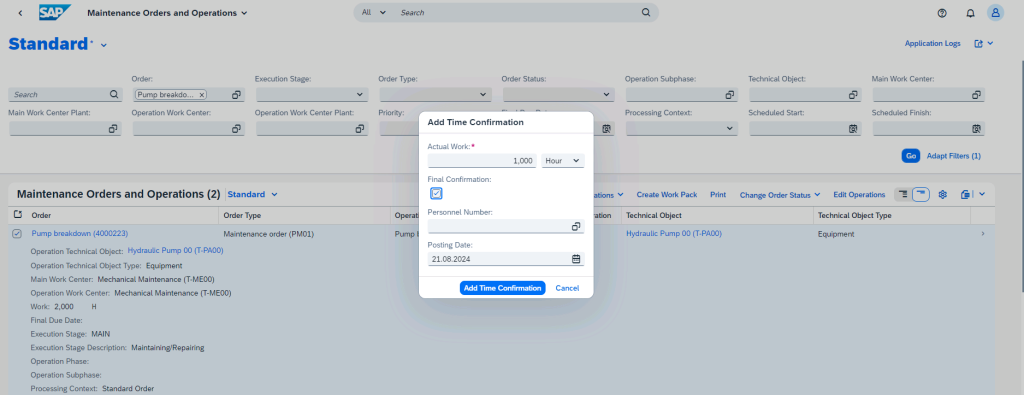 Confirming and Completing Orders