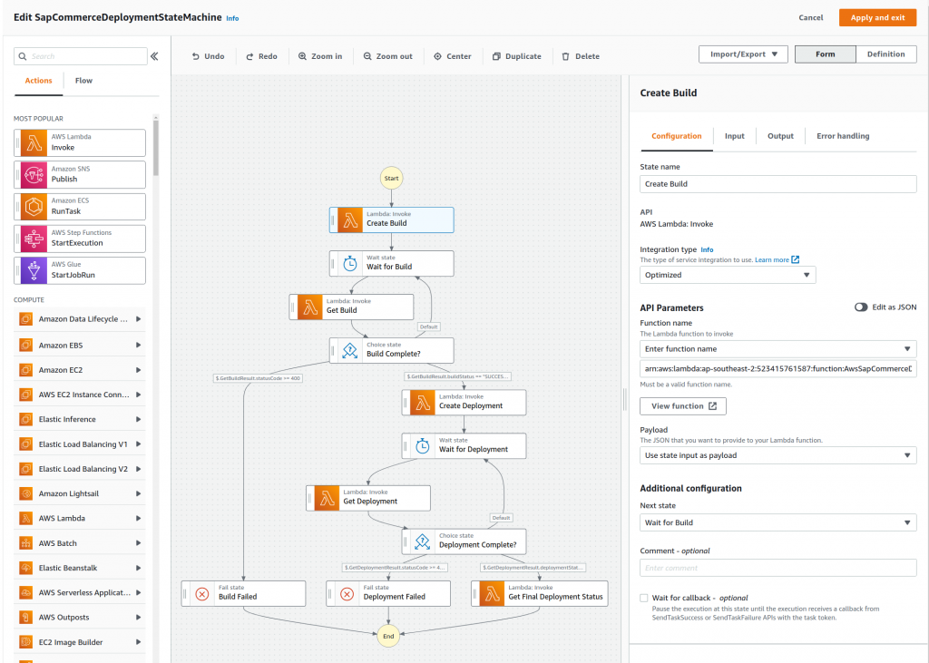 Creating a Visual Workflow in AWS Workflow Studio