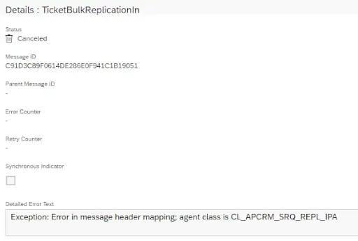 Error in message header mapping