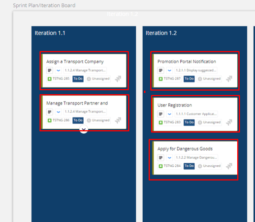 MIRO Dashboard displaying imported Jira Tickets