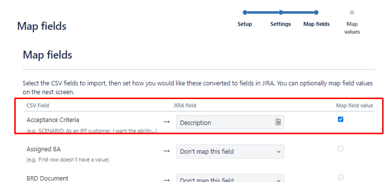 Map Fields in Jira Dashboard