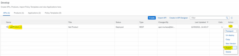 export the API from the portal