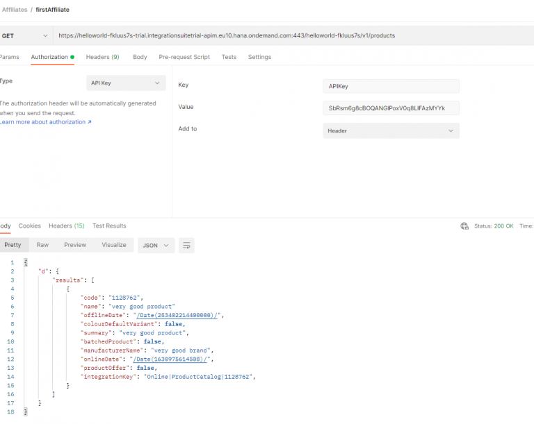 update the API Key reference value